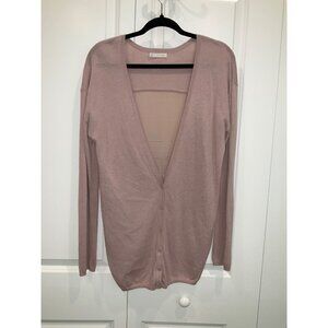 HINGE Brand Beautiful Mauve Pink Cardigan Silk Back size Small